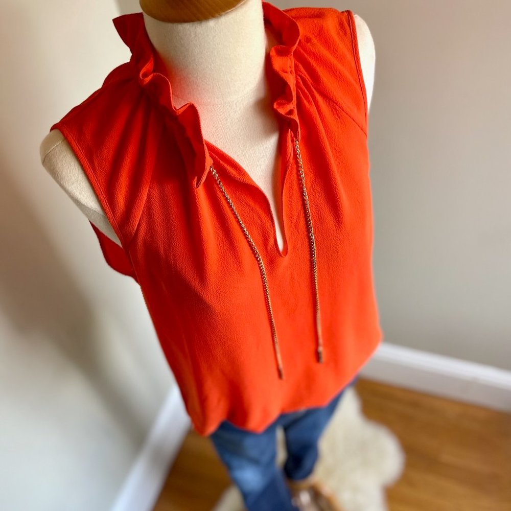 MICHAEL, Michael Kors, Orange sleeveless blouse with ruffle size s